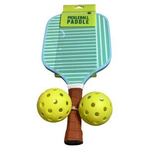 Pickleball Paddle Set 2 Yellow Balls Lightweight Ergonomic Grip Indoor Outdoor